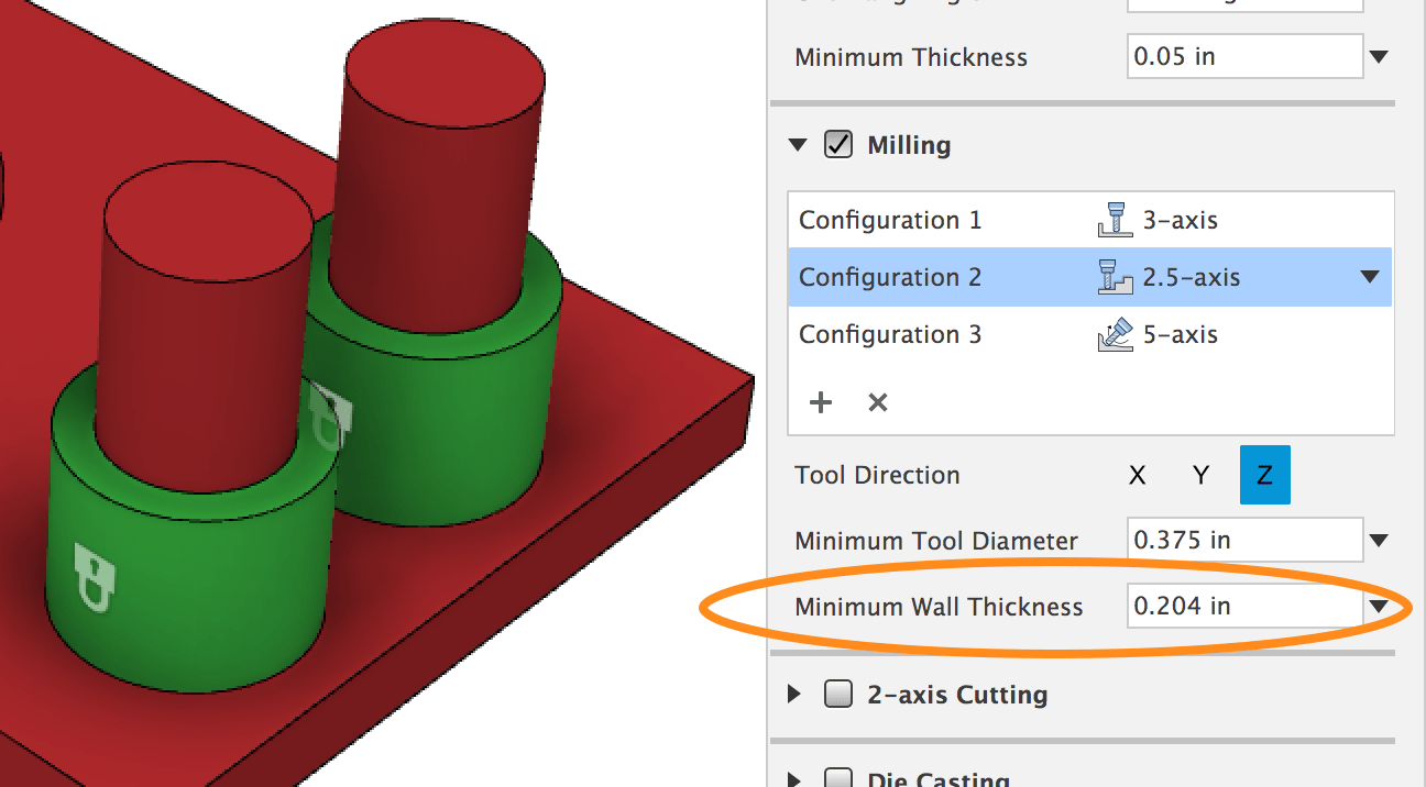 fusion 360 5 wall thickness criteria