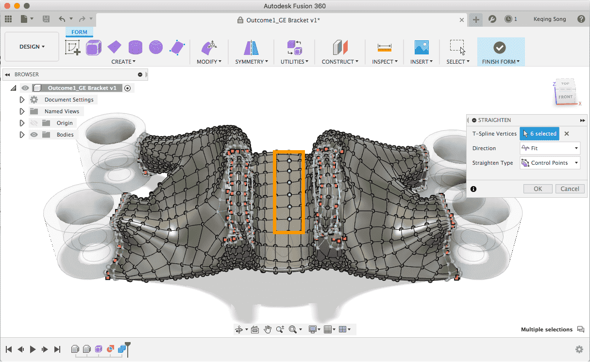 new fusion 360 2021 straighten command