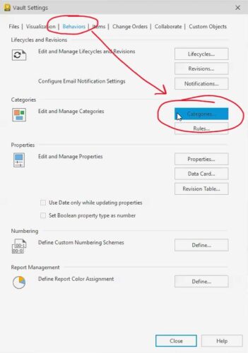 file categories in Autodesk Vault