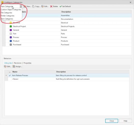 How to configure Item Categories in Vault