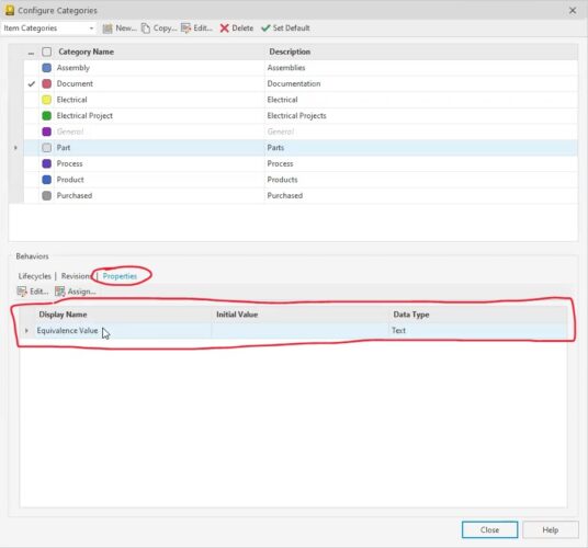 Item Categories in Autodesk Vault
