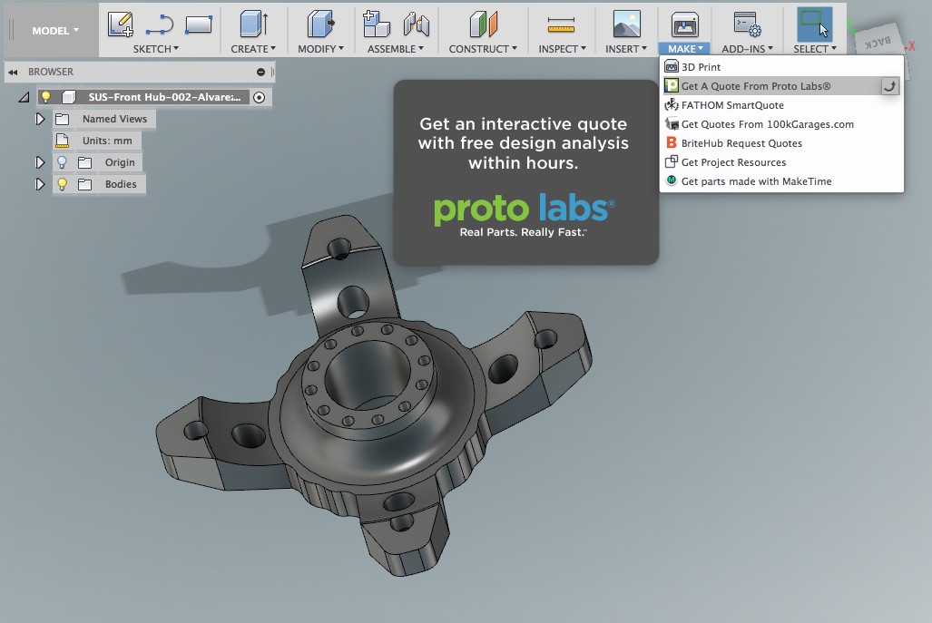 Fusion 360 Proto Lab Integration