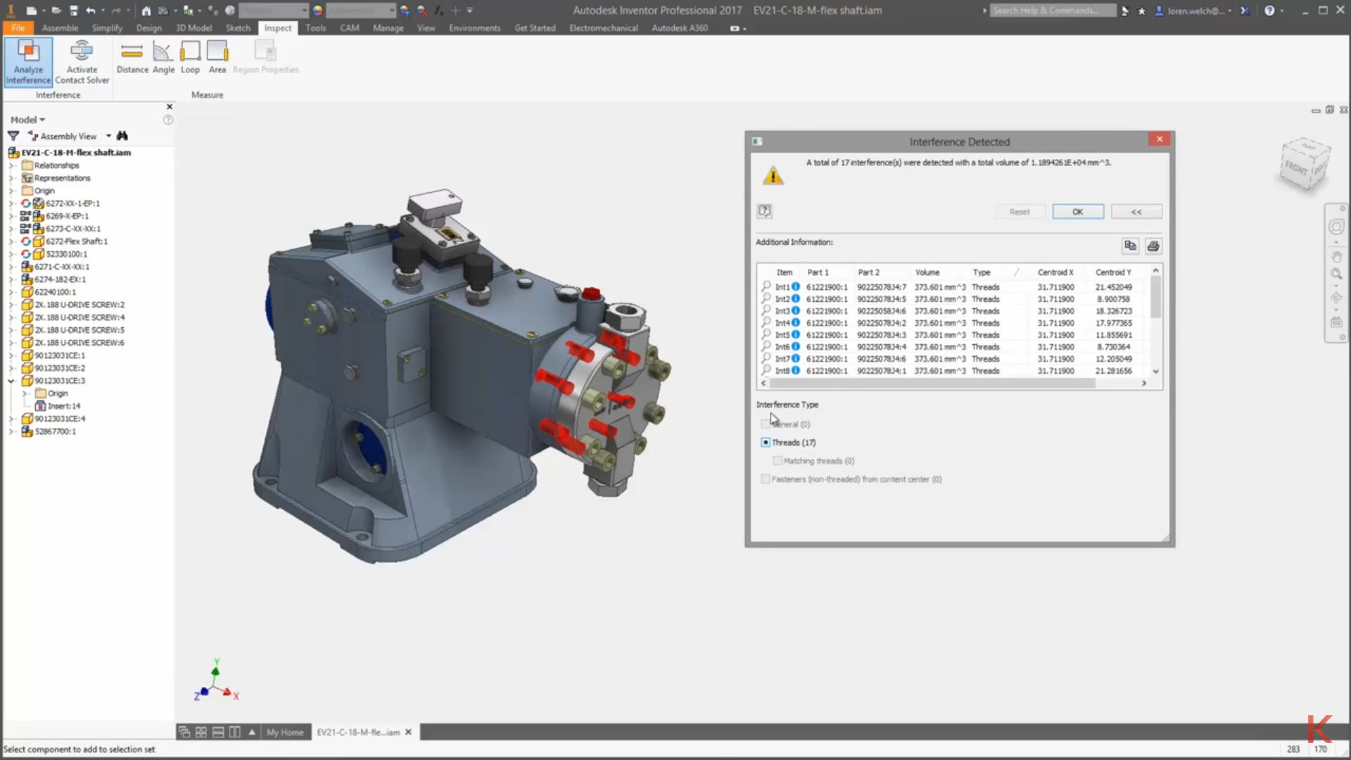 Inventor 2017.3 Improvements to Interference Analysis